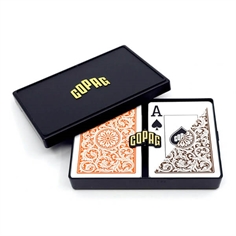 Copag 100% plastpoker orange/brun, dubbeldäck